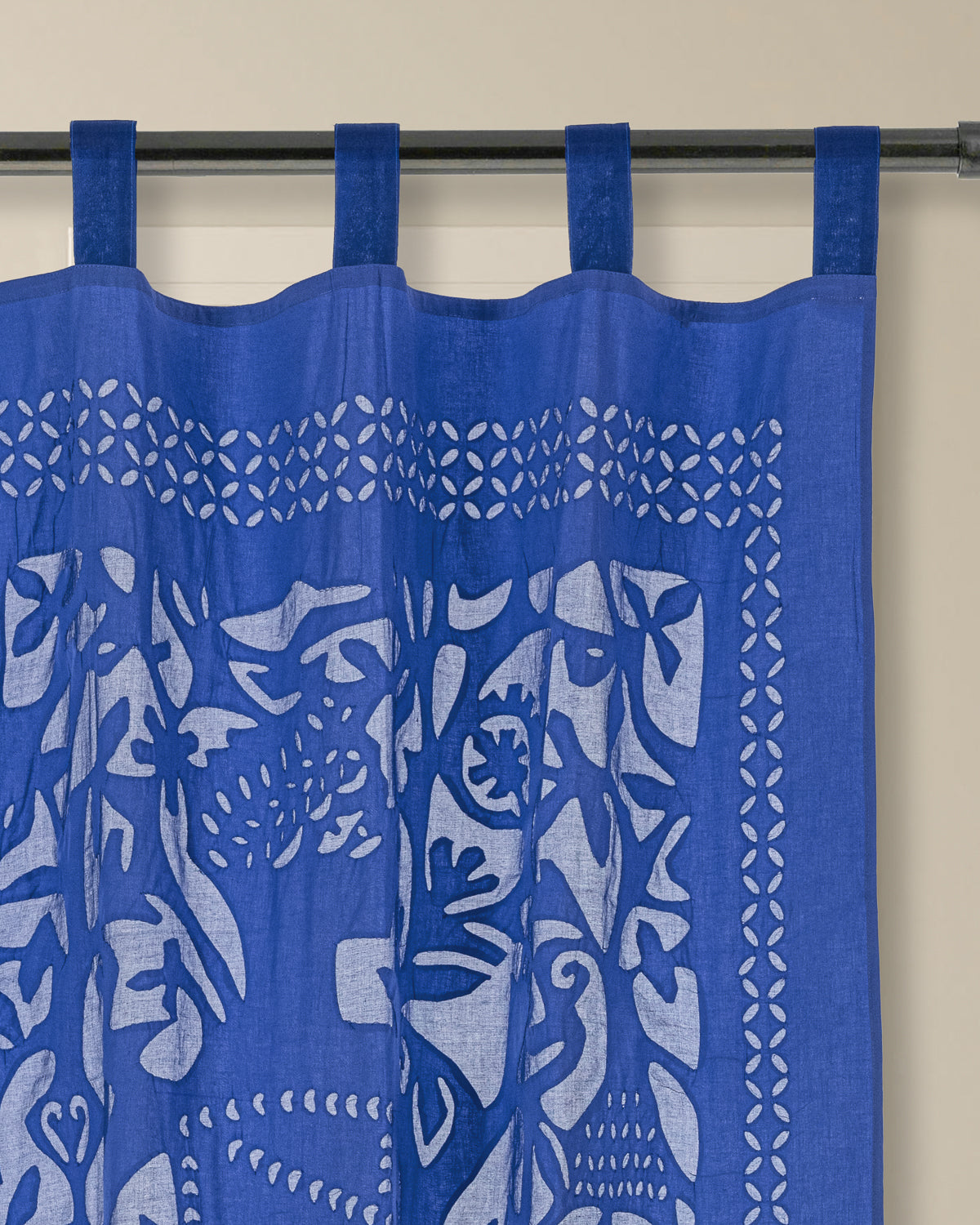 Curtains Applique King Pattern, Blue