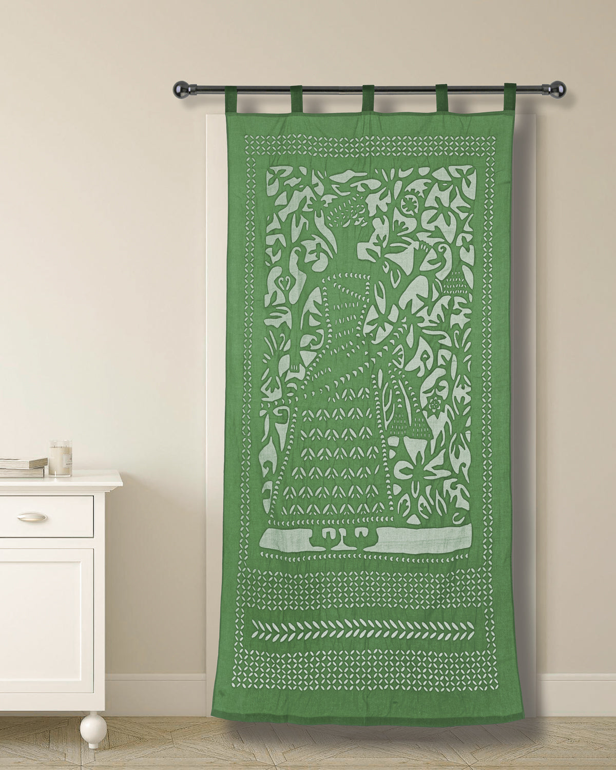 Curtains Applique King Pattern, Green