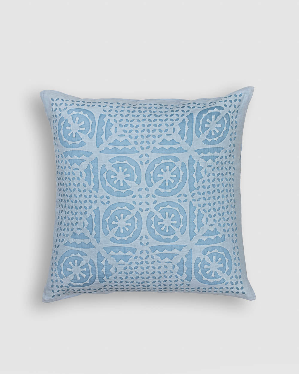 Cushion Cover Applique Baarik Design, Light Blue