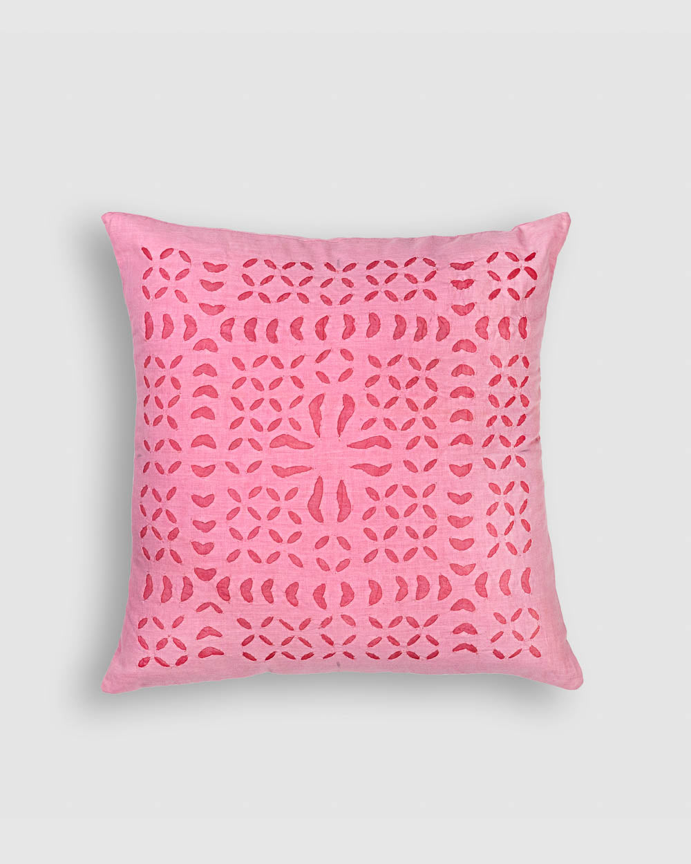 Cushion Cover Applique Makhana Design, Light Pink