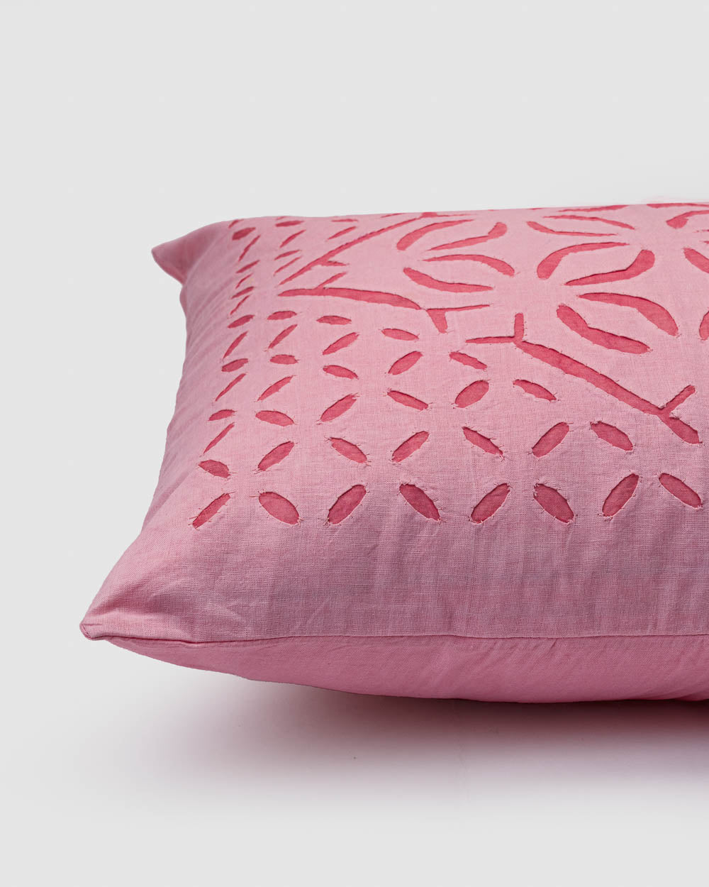 Cushion Cover Applique Ankuddiya Design, Light Pink