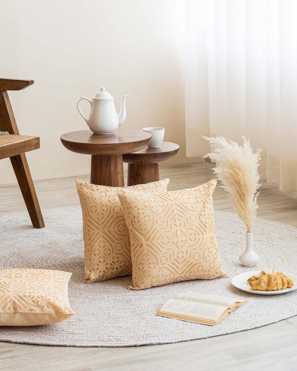 Cushion Cover Applique Kidd Design, Beige