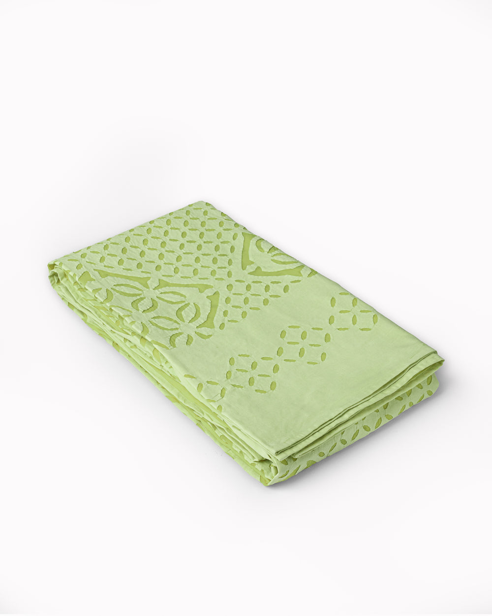 Bedcover Applique Mehndi Khuddi Design, Light Green