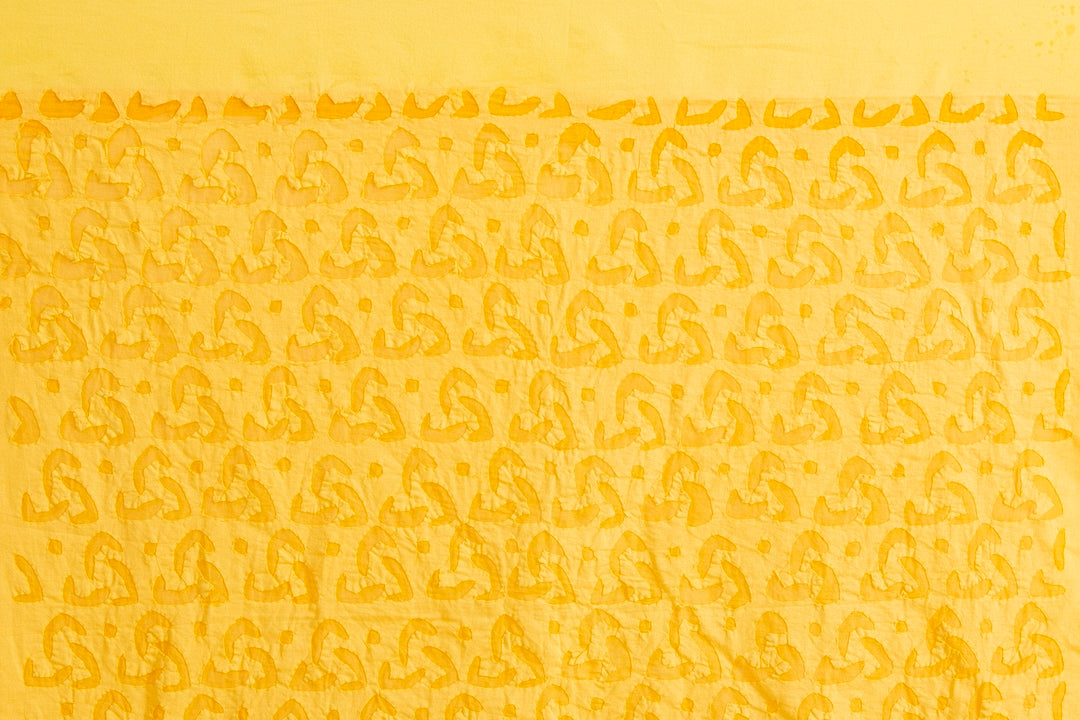 Kurta Fabric Applique Ankuddiya Design, Yellow