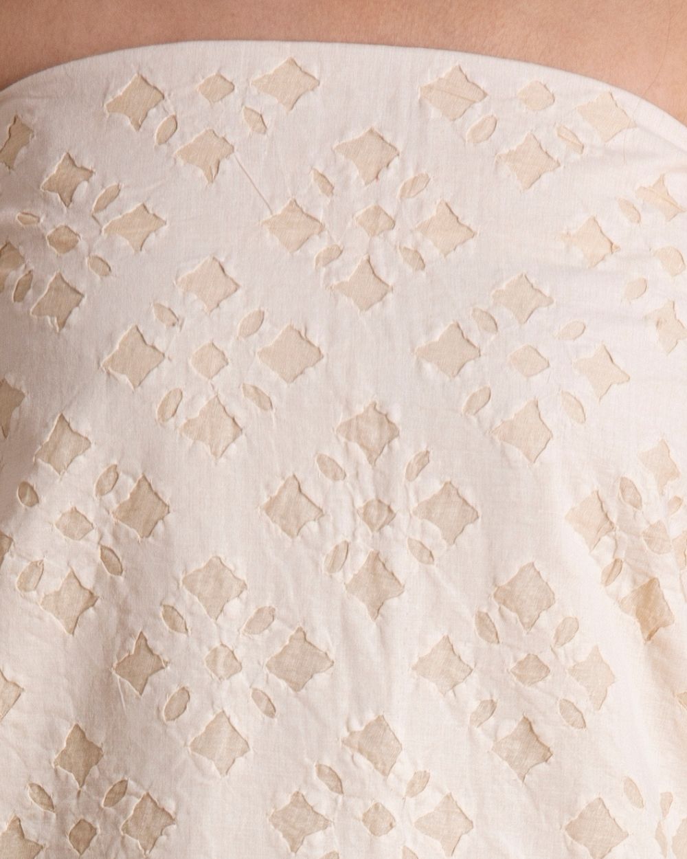 Kurta Fabric Applique Four Box Khuddi Design, Off-White
