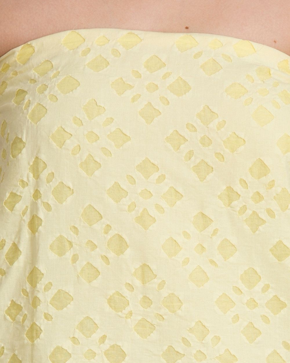 Kurta Fabric Applique Four Box Khuddi Design, Lemon