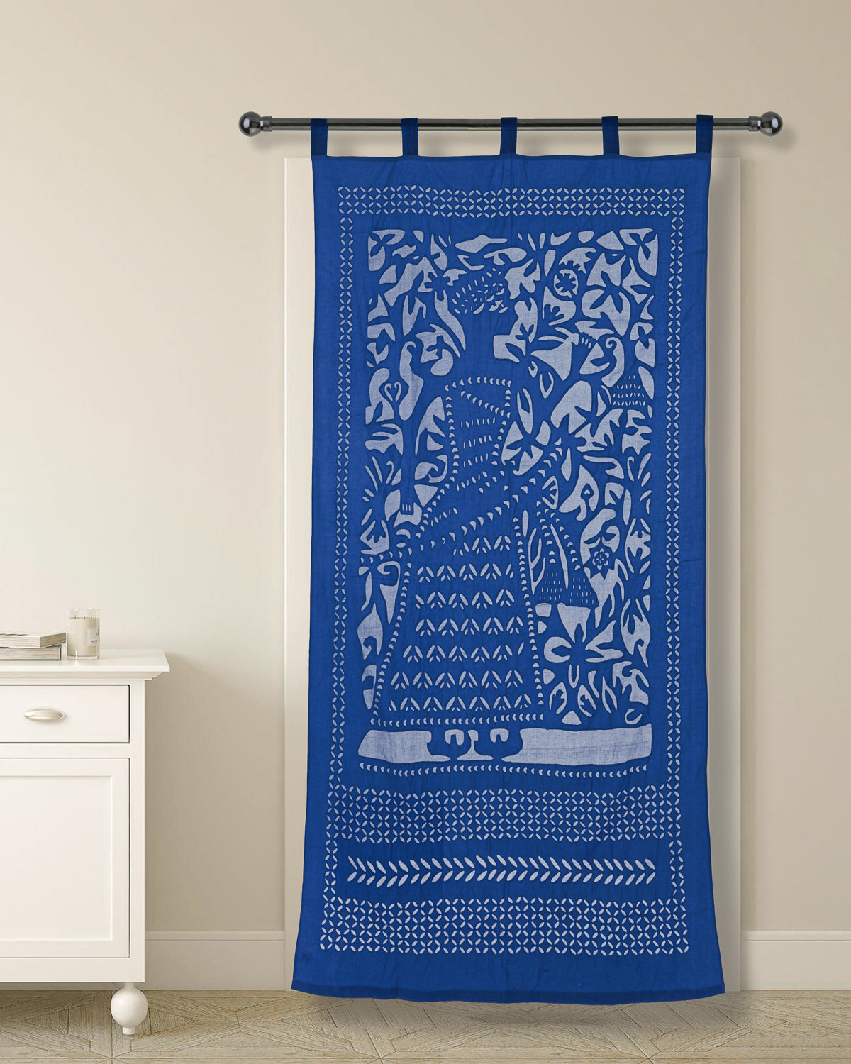 Curtains Applique King Pattern, Blue