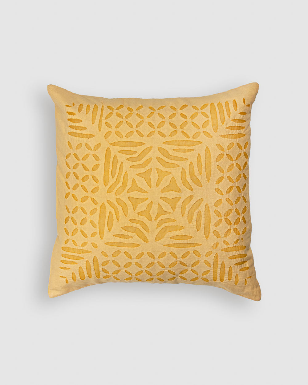 Cushion Cover Applique Gulchand Design, Pastel Yellow