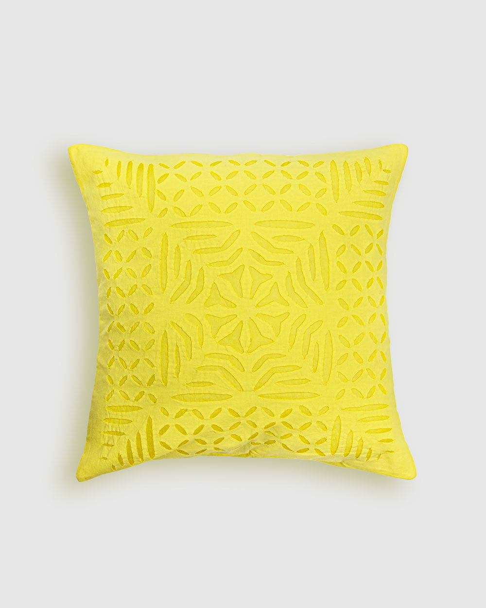 Cushion Cover Applique Gulchand Design, Yellow