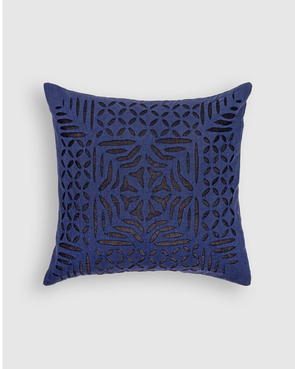 Cushion Cover Applique Gulchand Design, Navy Blue