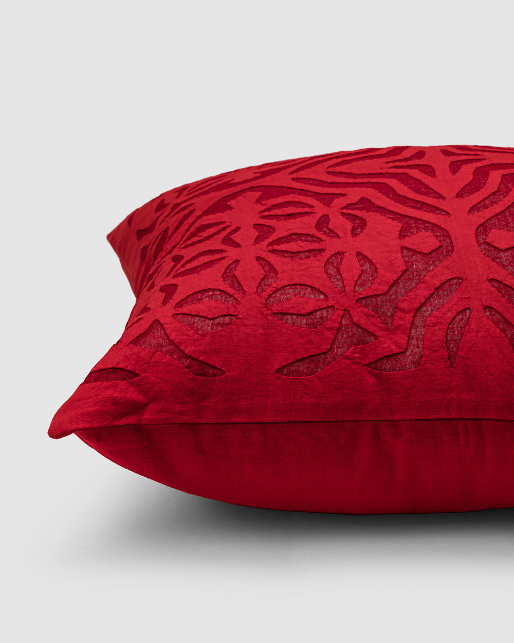 Cushion Cover Applique Mehndi Design, Red