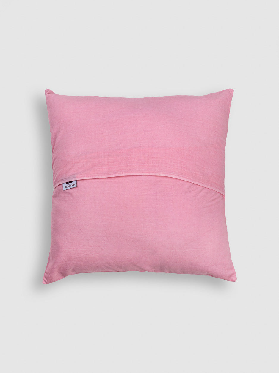 Cushion Cover Applique Ankuddiya Design, Light Pink