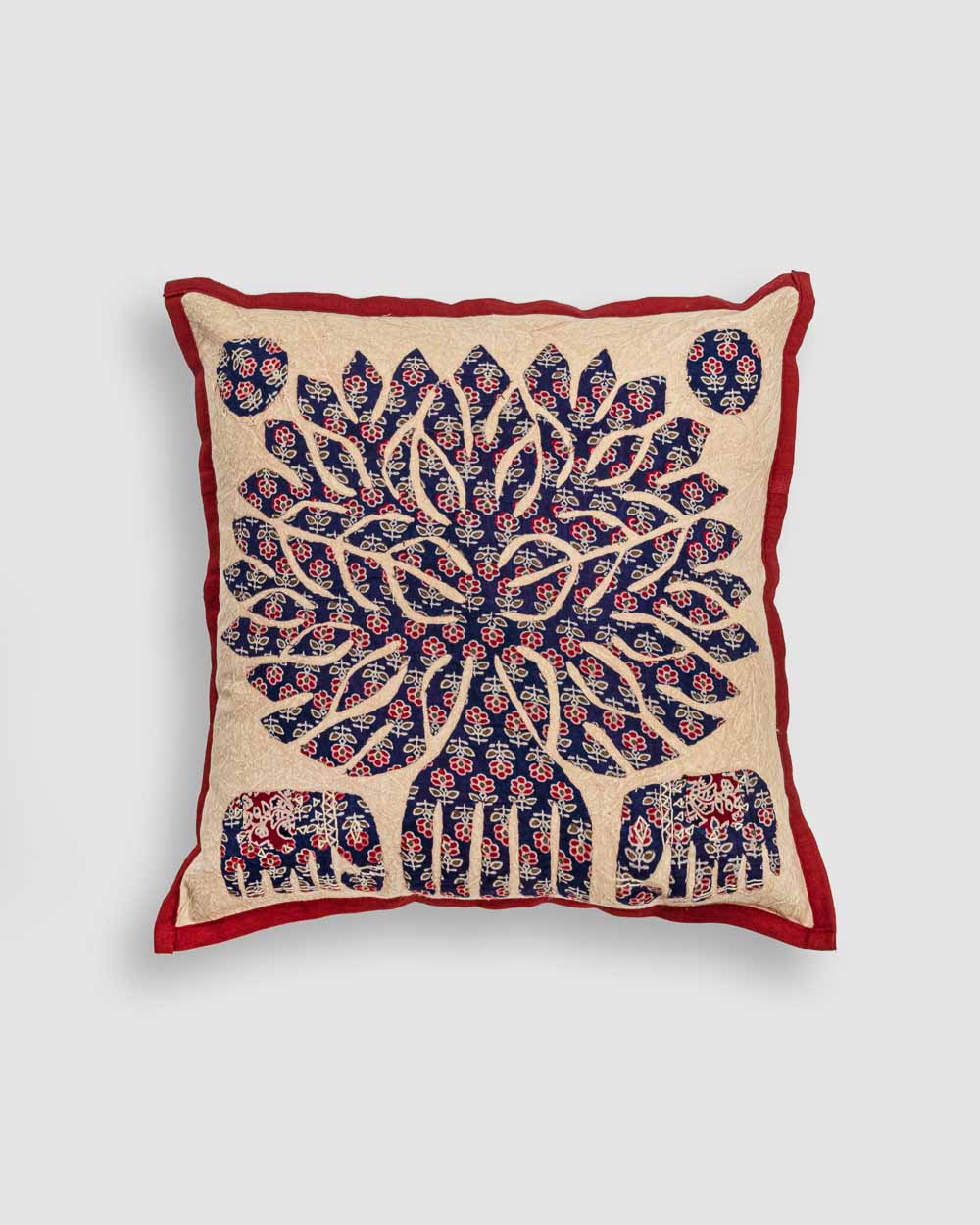 Cushion Cover Tree of Life Patchwork, Dark Blue