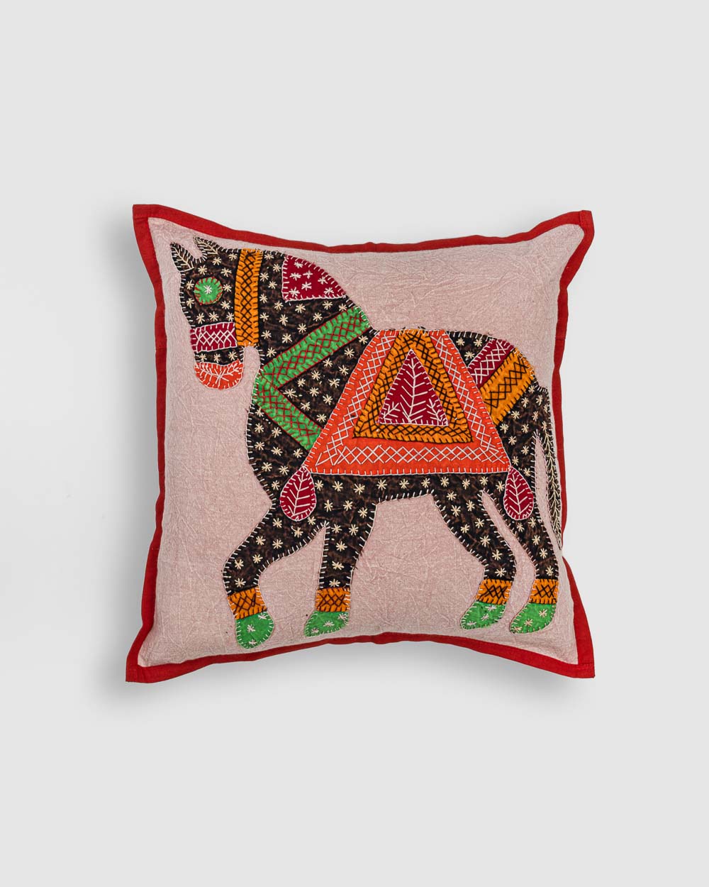 Cushion Cover Horse Patchwork, Black