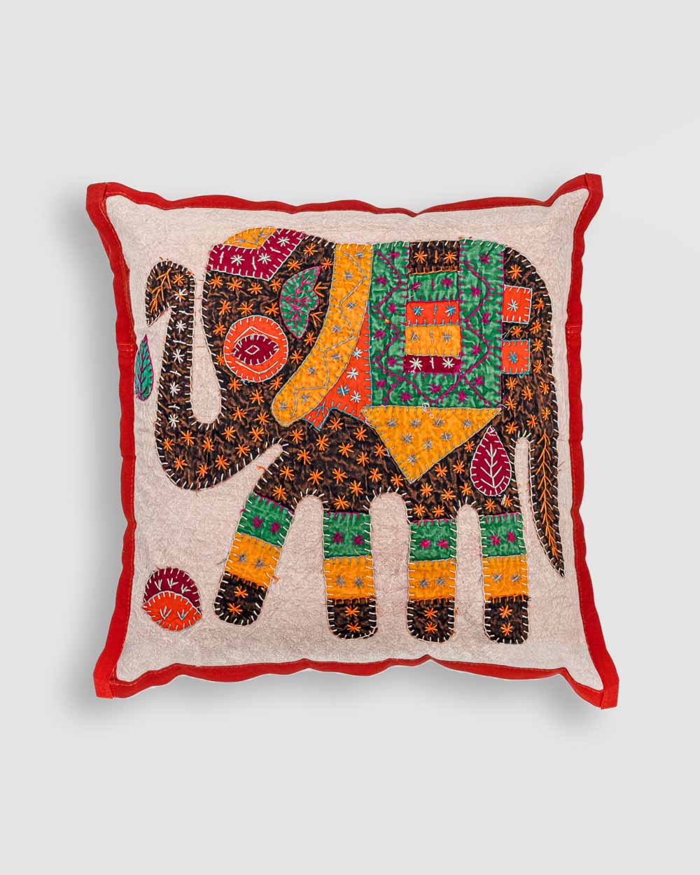 Cushion Cover Elephant Patchwork, Black