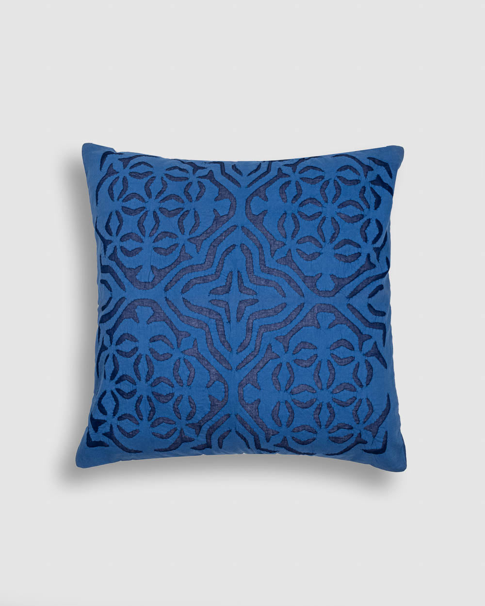 Cushion Cover Applique Mehndi Design, Blue