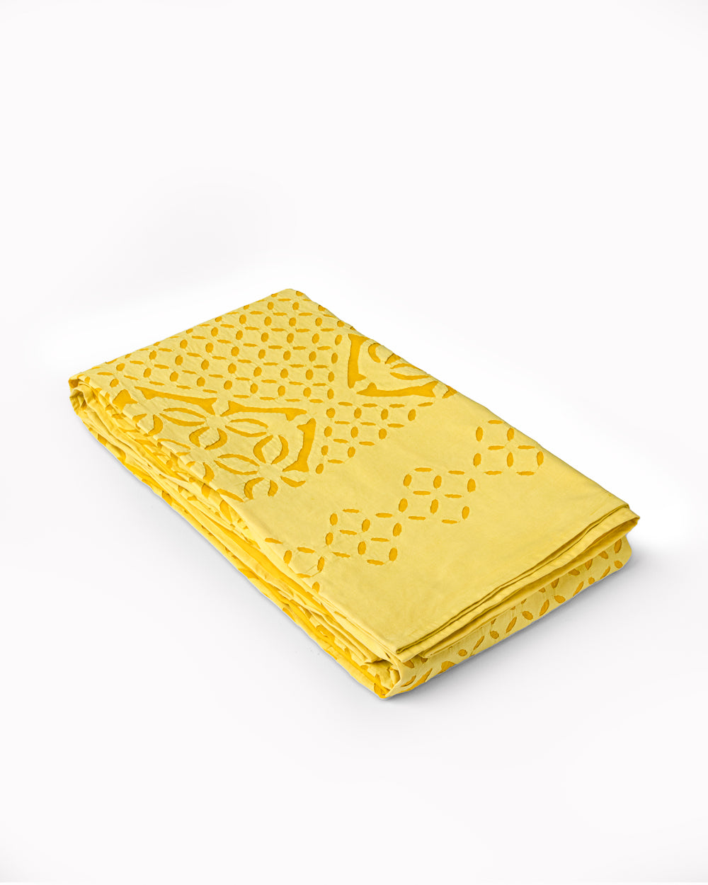 Bedcover Applique Mehndi Khuddi Design, Yellow