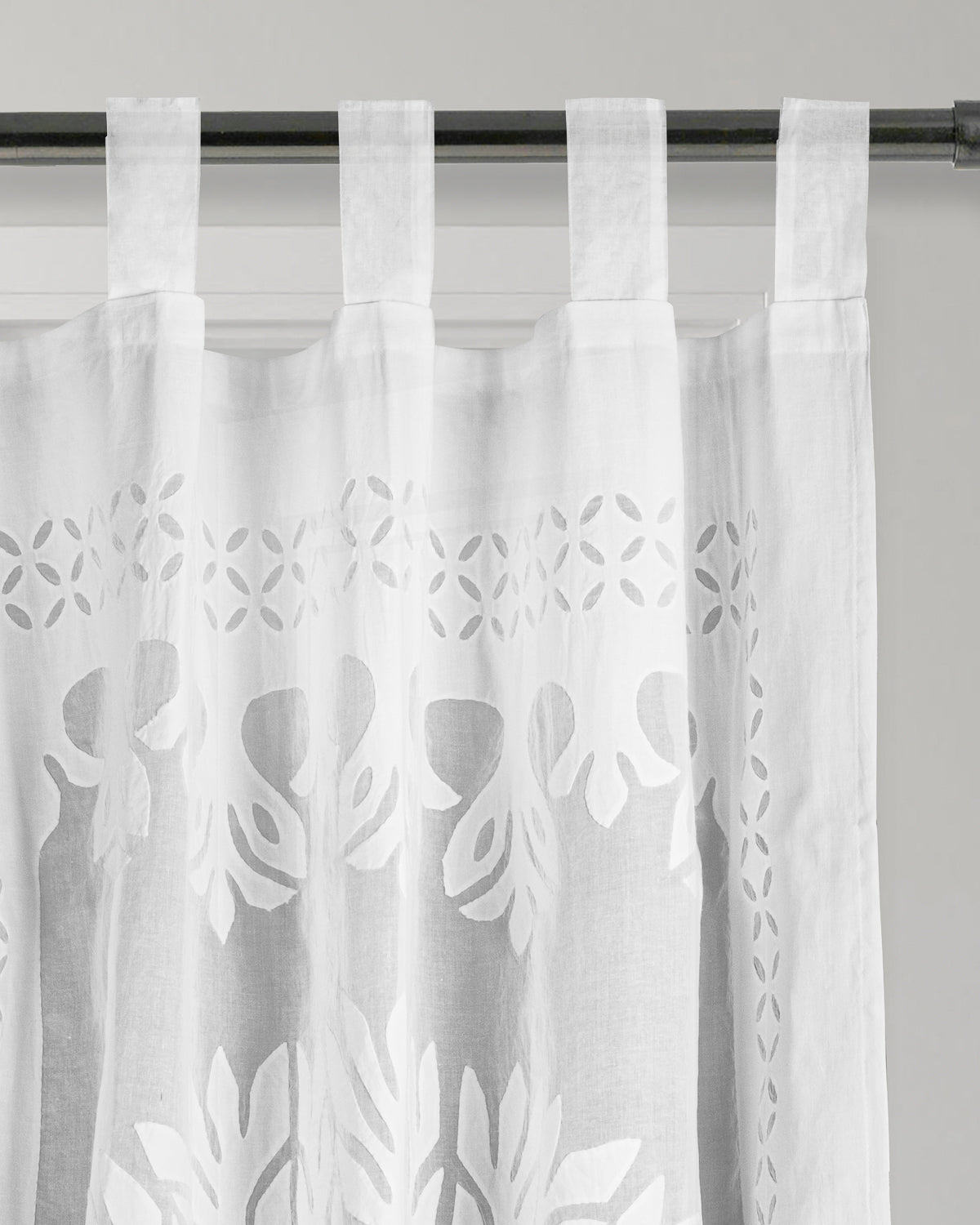 Curtains Applique Tree of Life Pattern, White