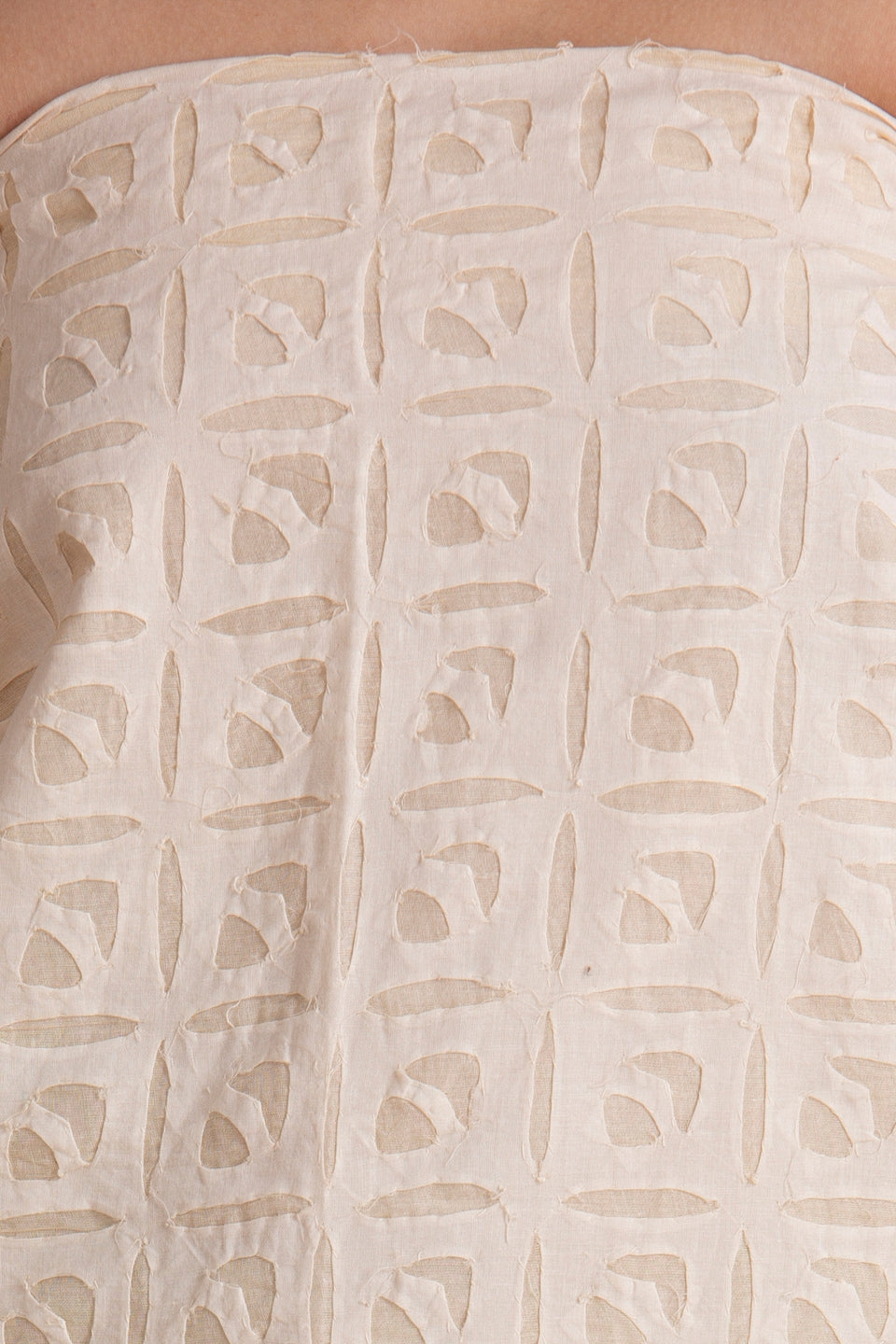 Kurta Fabric Applique Box Khuddi Design, Off-White