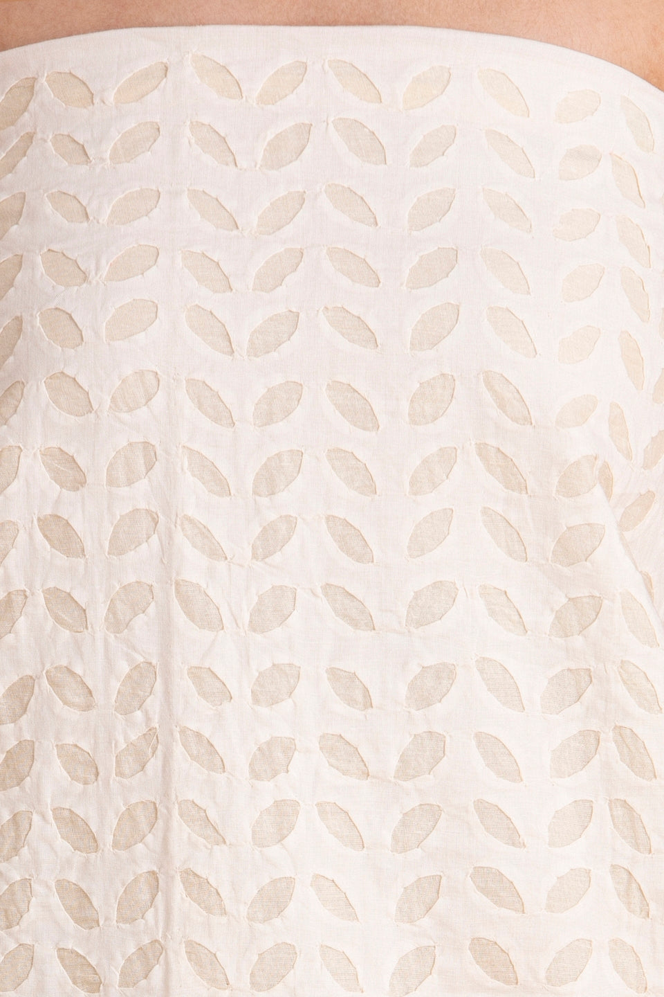 Kurta Fabric Applique Single Khuddi Design, Off White